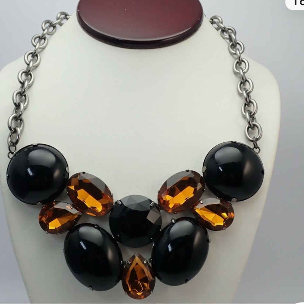 Bold Black and Orange Statement Necklace